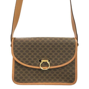Celine Macadam Shoulder Bag brown monogram Brown
